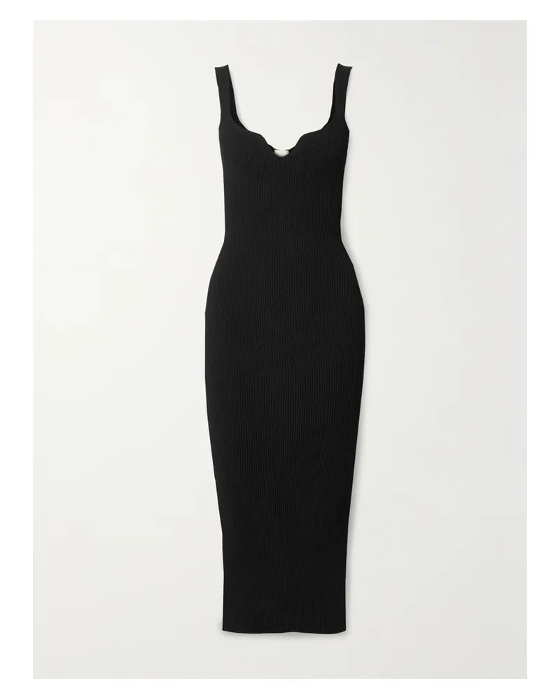 KHAITE Nina Midikleid Aus Rippstrick - Schwarz Schwarz