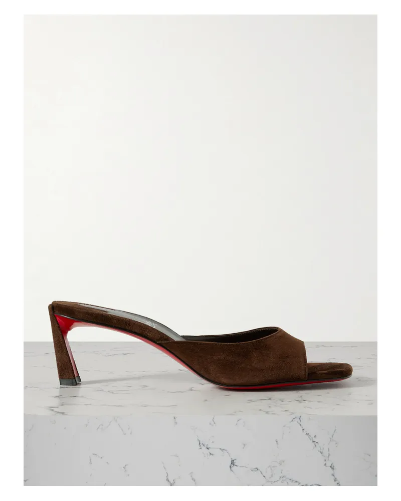 Christian Louboutin Condora 55 Suede Mules - Brown Brown