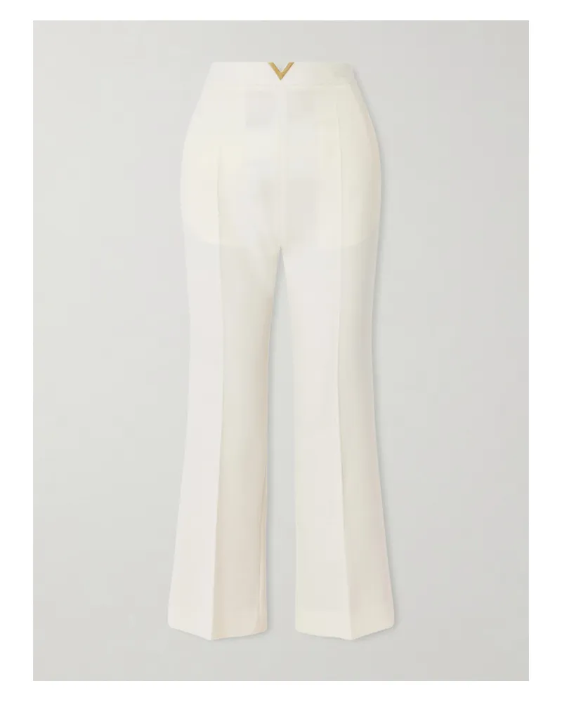 Valentino Garavani Embellished Wool Straight-leg Pants - Cream Cream