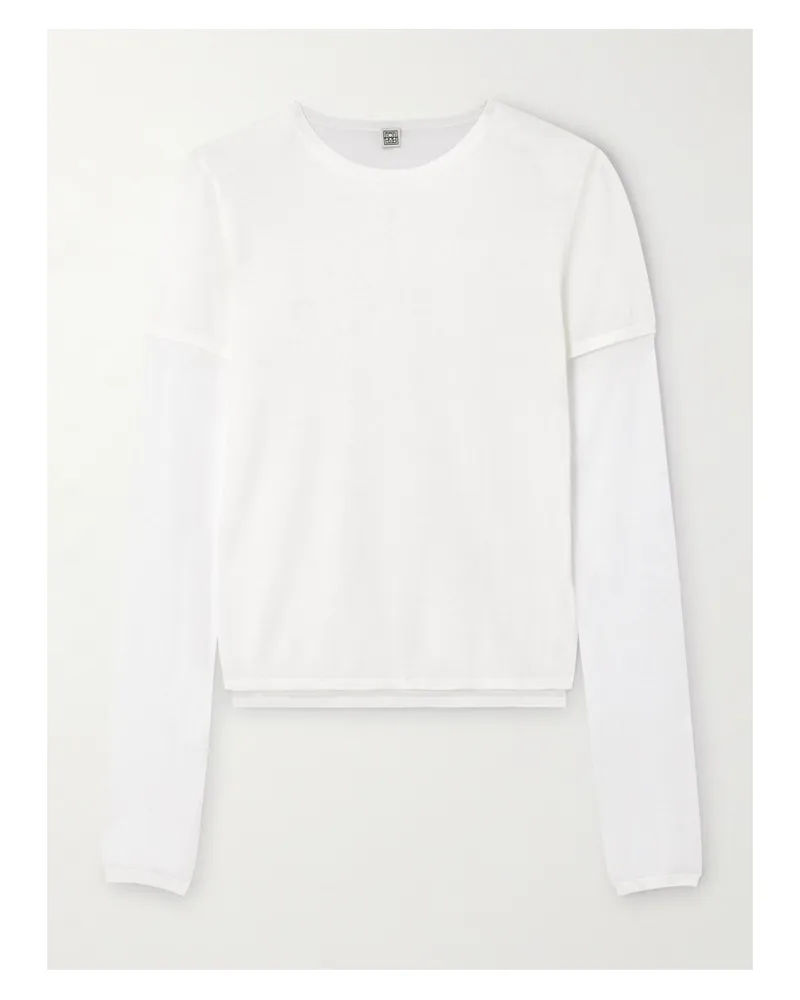 Totême Mehrlagiges Oberteil Aus Einer Kaschmir-seidenmischung In Strick - Ecru Ecru