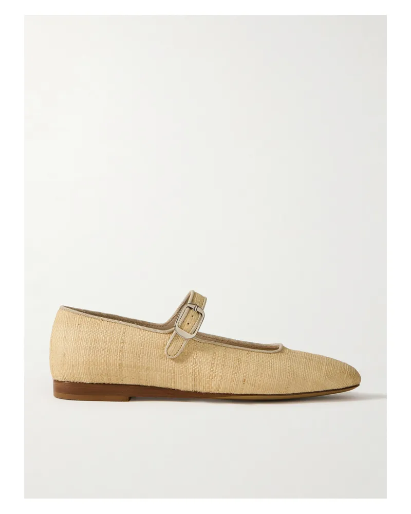 Le Monde Béryl Mary-jane-ballerinas Aus Raffiabast Mit Ripsbandbesätzen - Neutral Neutral