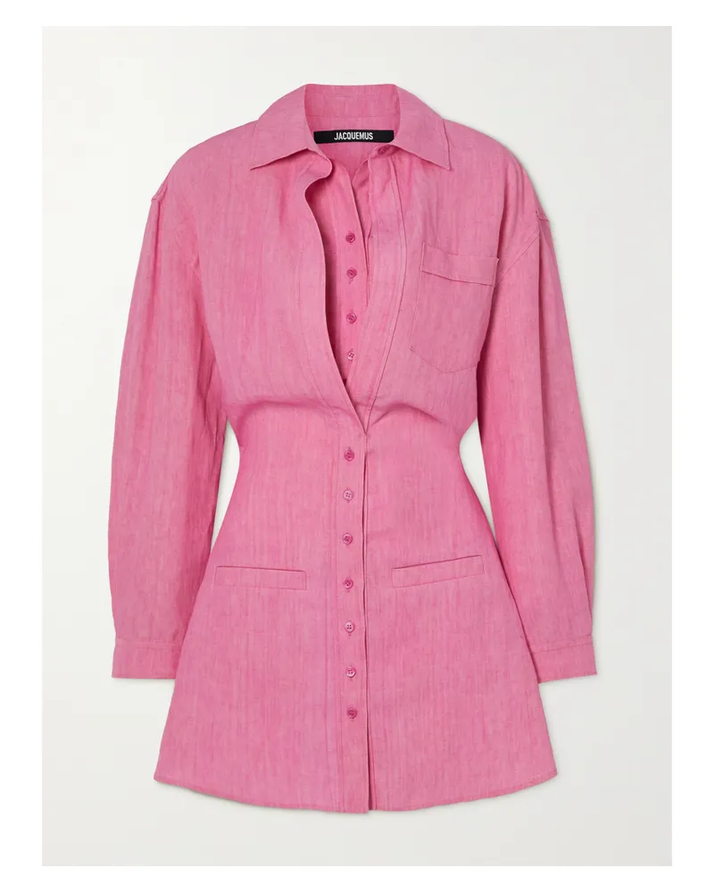 Jacquemus Baunhilha Mehrlagiges Mini-hemdblusenkleid Aus Leinen - Pink Pink