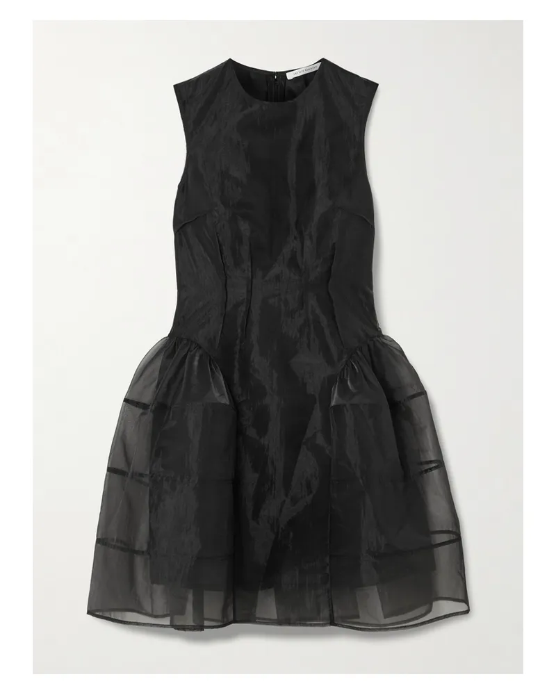Cecilie Bahnsen Claudie Minikleid Aus Organza Und Satin Mit Raffungen - Schwarz Schwarz