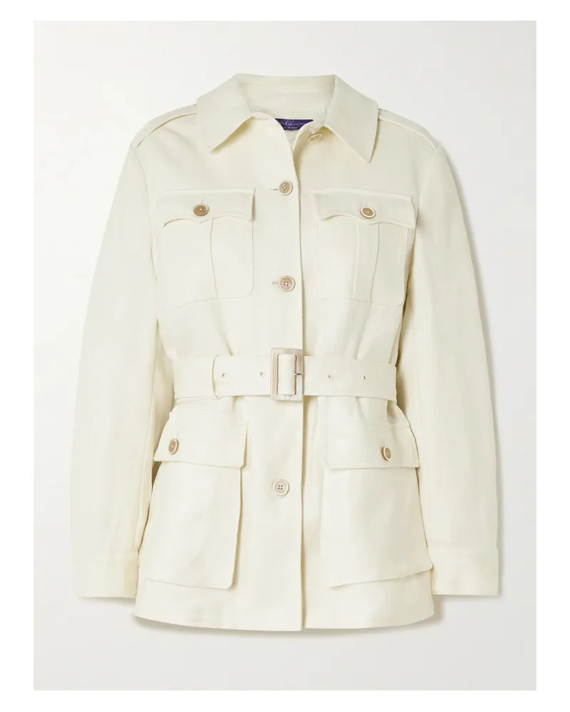 Ralph Lauren Sydney Jacke Aus Leinen-canvas Mit Gürtel - Creme Creme