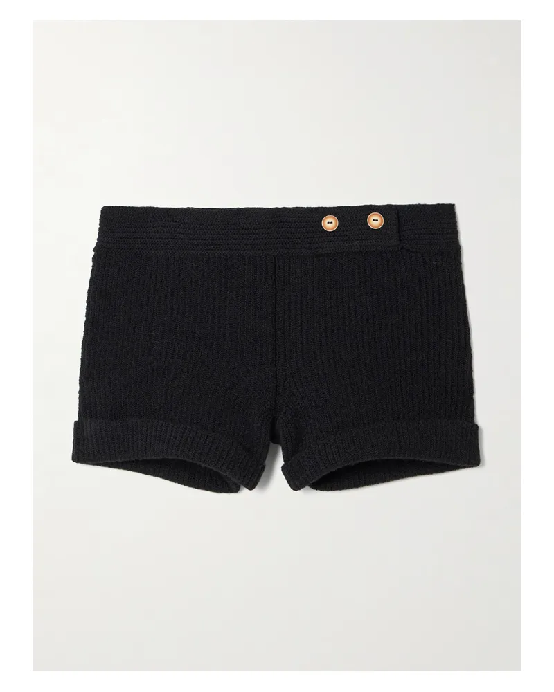 Isabel Marant Diha Shorts Aus Einer Gerippten Wollmischung Mit Zierknöpfen - Schwarz Schwarz