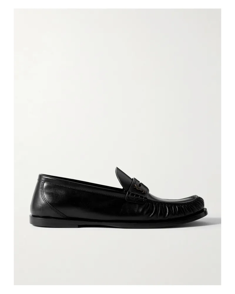 Saint Laurent Laurent Glossed-leather Loafers - Black Black