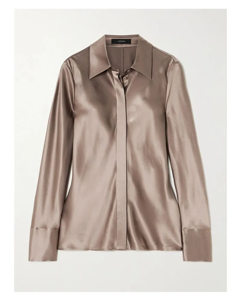 Joseph Brunel Hemd Aus Seidensatin - Braun Braun