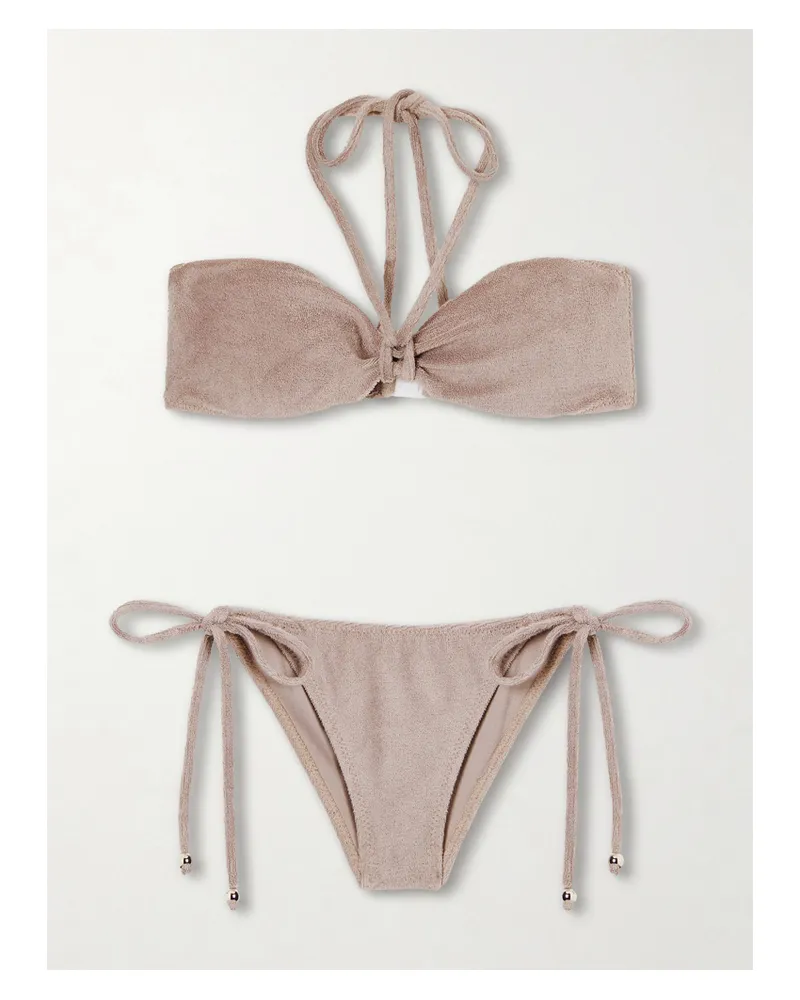 Lisa Marie Fernandez Cotton-blend Terry Bandeau Bikini - Brown Brown