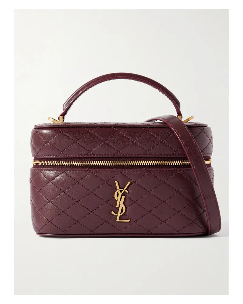 Saint Laurent Gaby Vanity Leather Shoulder Bag - Burgundy Burgundy
