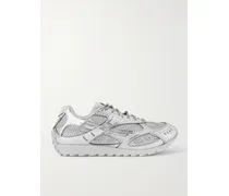 Orbit Metallic Rubber, Mesh And Fishnet Sneakers - Silver