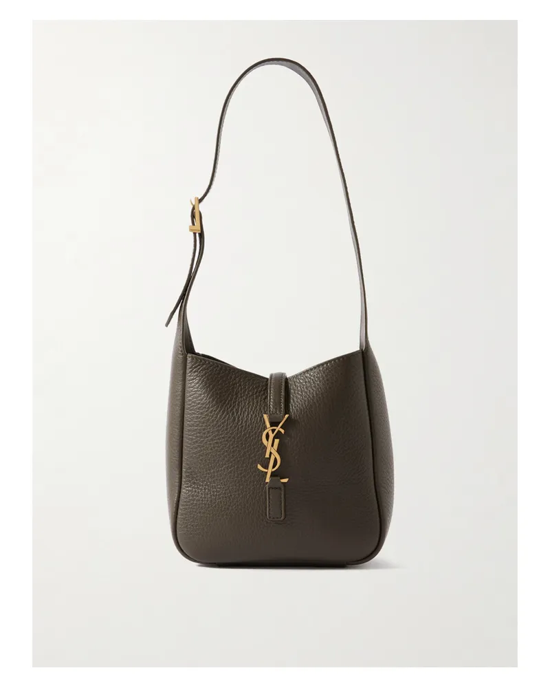 Saint Laurent Le 5 À 7 Mini Textured-leather Shoulder Bag - Green Green