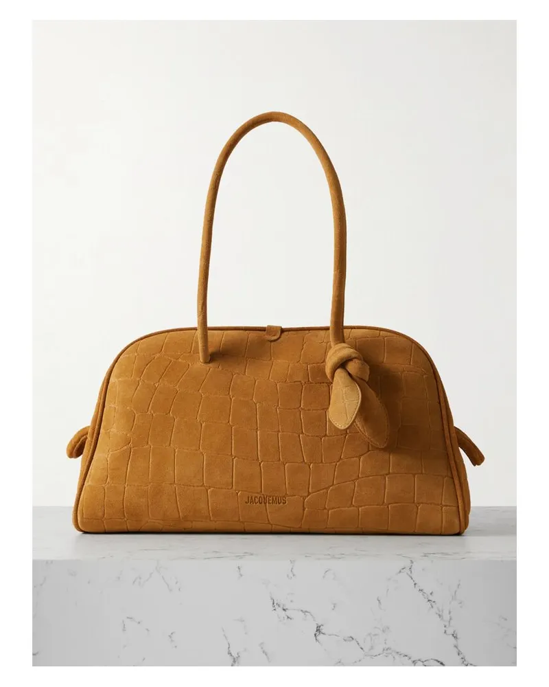 Jacquemus The Turisimo Tote Aus Veloursleder Mit Krokodileffekt - Braun Braun