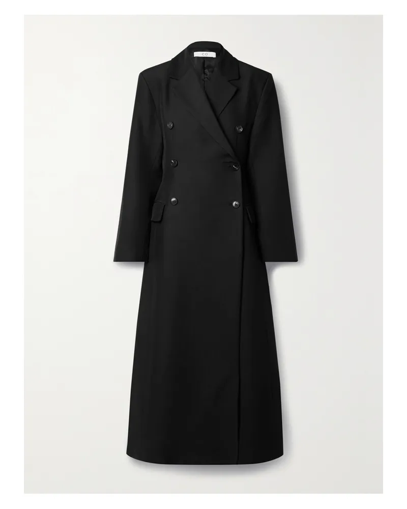Co Doppelreihiger Mantel Aus Webstoff - Schwarz Schwarz