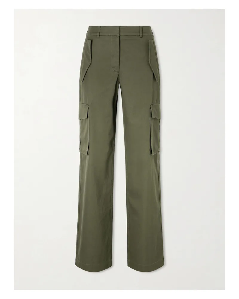 Burberry Freja Cotton-twill Straight-leg Pants - Green Green