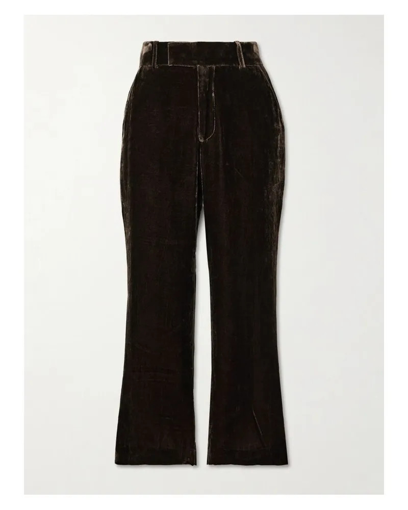 Frame Denim Verkürzte Schlaghose Aus Samt - Braun Braun