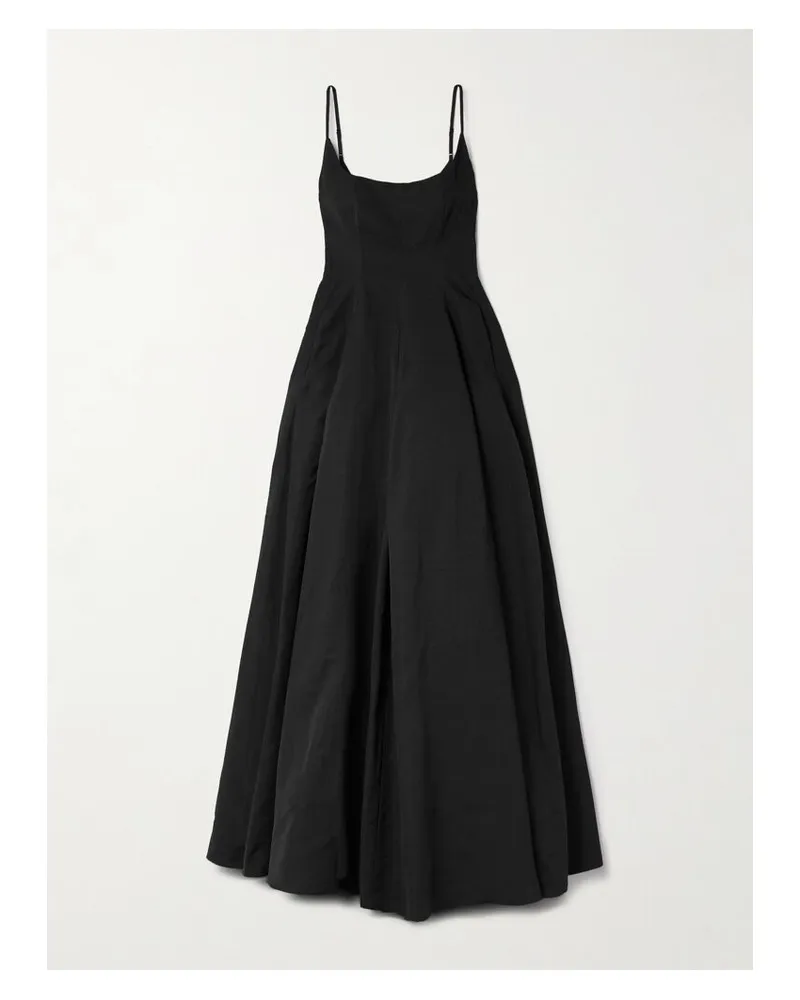 STAUD Joy Maxikleid Aus Faille Aus Einer Baumwollmischung Mit Falten - Schwarz Schwarz