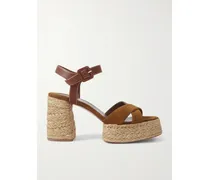 Calakala 70 Leather And Suede Espadrille Platform Sandals - Brown