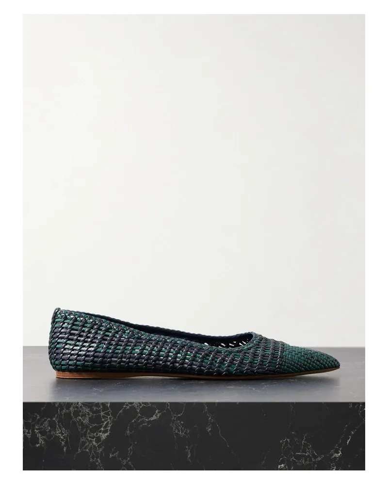 Gabriela Hearst Aurora Ballerinas Aus Geflochtenem Leder Mit Karomuster - Blau Blau