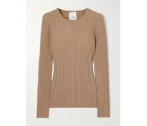 Gerippter Kaschmirpullover - Braun