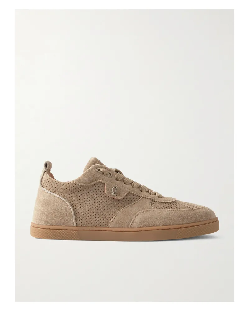 Christian Louboutin Tutti Rui Donna Perforated Suede Sneakers - Brown Brown