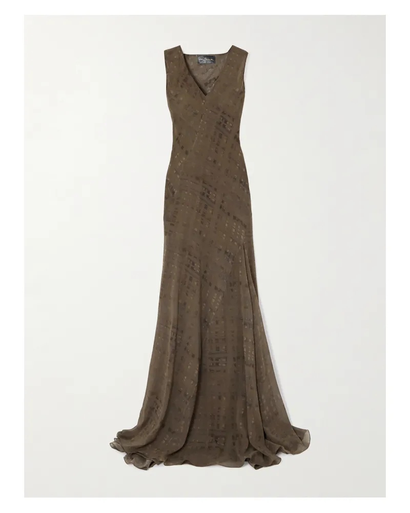 Cortana Mire Maxikleid Aus Bedrucktem Georgette Aus Einer Seidenmischung - Grün Grün
