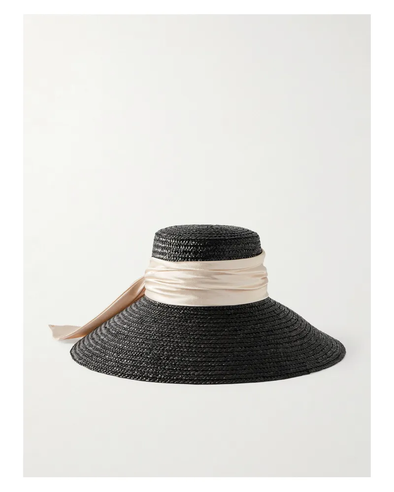 Eugenia Kim Mirabel Sonnenhut Aus Stroh Mit Bedrucktem Satinbesatz - Schwarz Schwarz