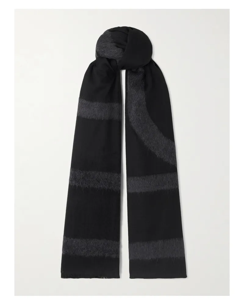 Totême Intarsia-knit Wool-blend Scarf - Black Black