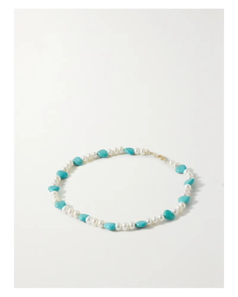 JIA JIA Net Sustain Kette Mit Türkisen, Perlen Und Goldfarbenen Details - Weiß Weiß