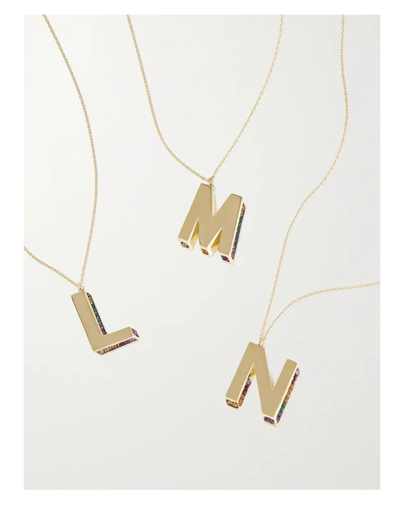 Charms Company Initials Kette Aus 14 Karat Gold Mit Saphiren Gold