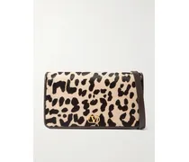 Vlogo Signature Mini Leopard-print Calf Hair And Textured-leather Shoulder Bag - Animal print