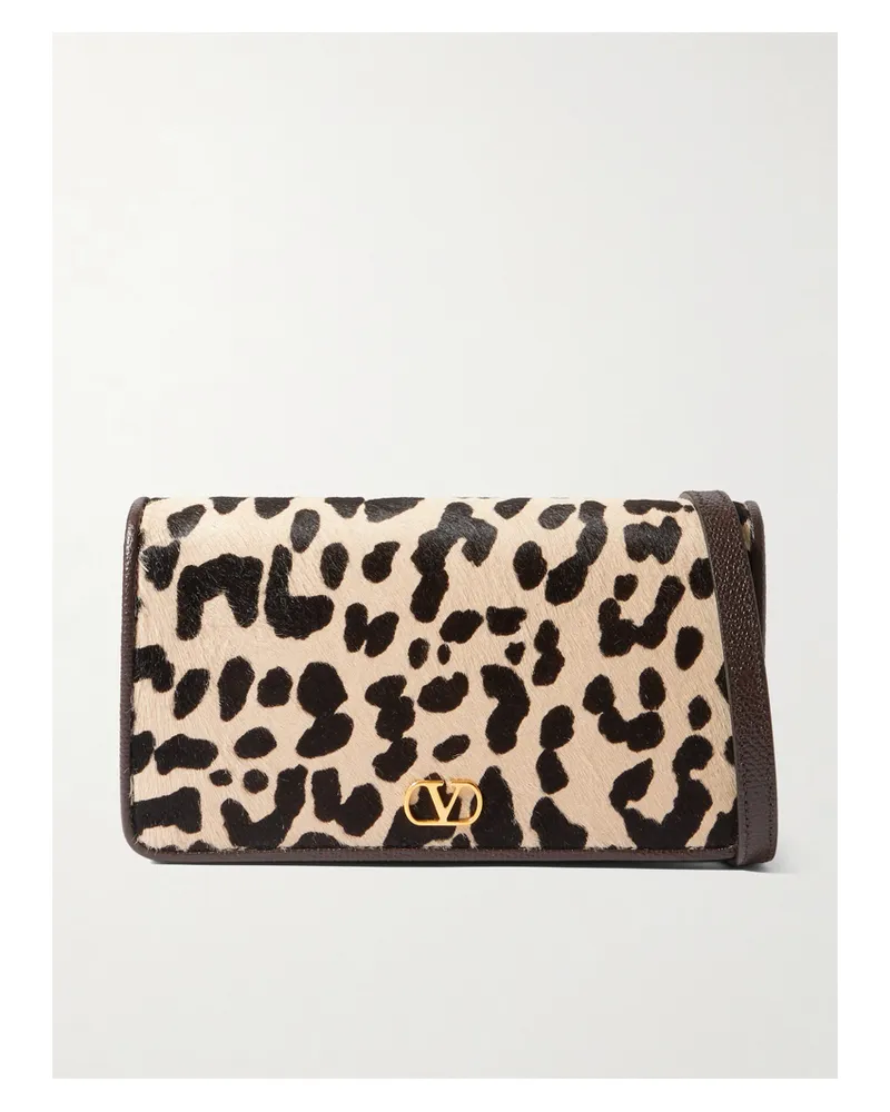 Valentino Garavani Vlogo Signature Mini Leopard-print Calf Hair And Textured-leather Shoulder Bag - Animal print Animal