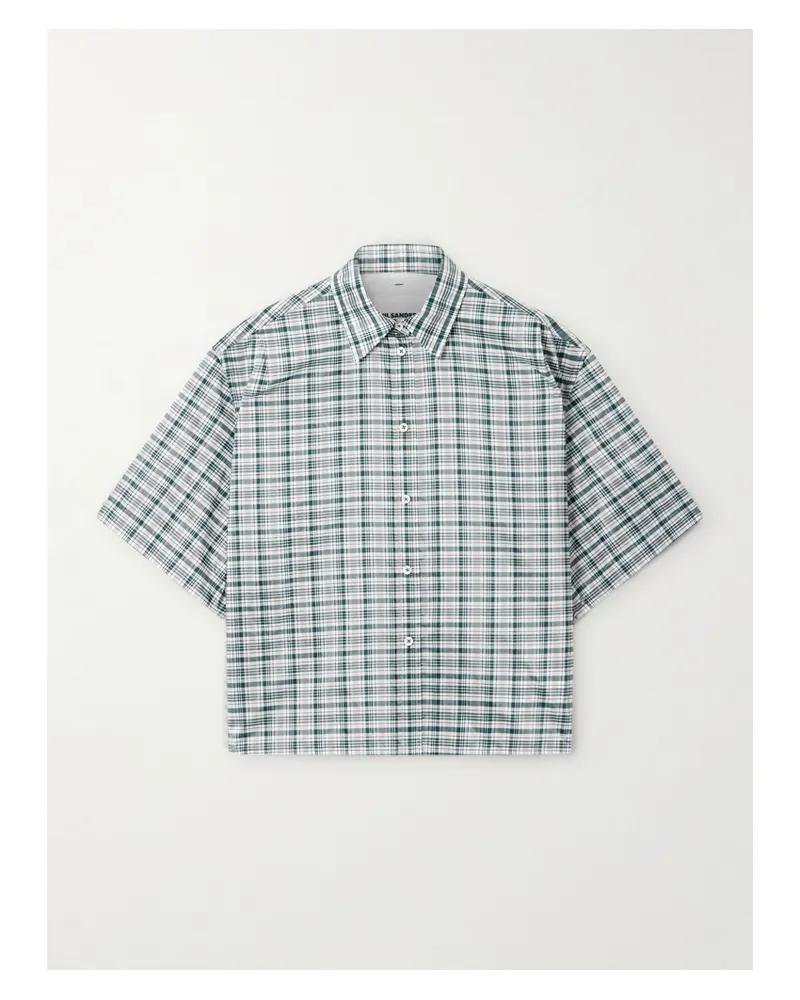 Jil Sander Verkürztes Hemd Aus Einer Seidenmischung Mit Karomuster - Grün Grün