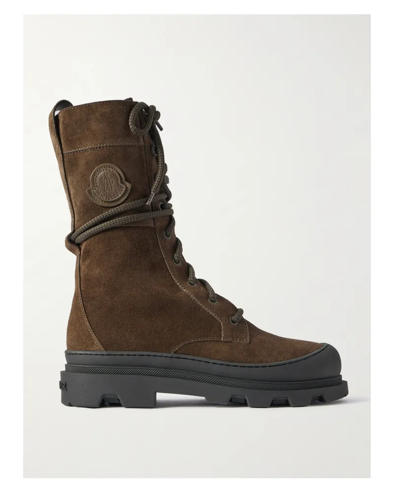 Moncler Vera Schnürstiefel Aus Veloursleder - Braun Braun