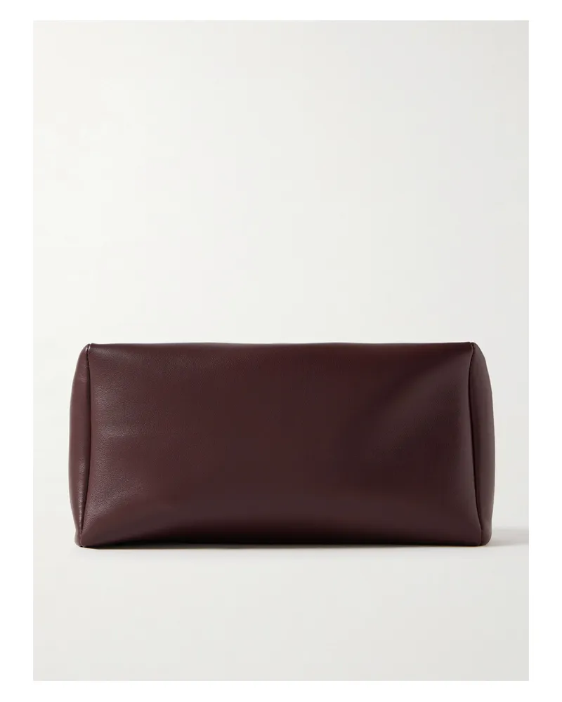 The Row Leather Clutch - Burgundy Burgundy