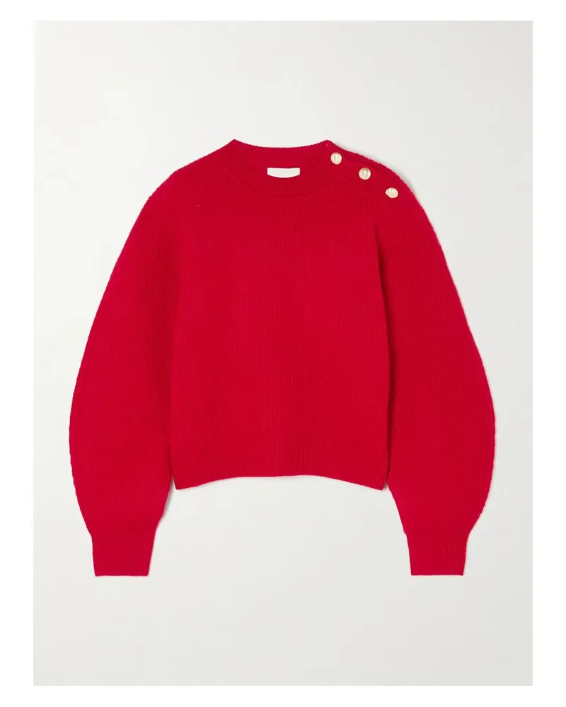 Isabel Marant Nolly Pullover Aus Merinowolle In Rippstrick Mit Knöpfen - Rot Rot