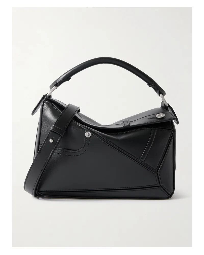 Loewe Puzzle Panta Small Textured-leather Shoulder Bag - Black Black