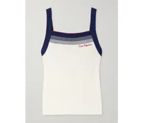 Tanktop Aus Wolle Mit Streifen Und Stickerei - Creme