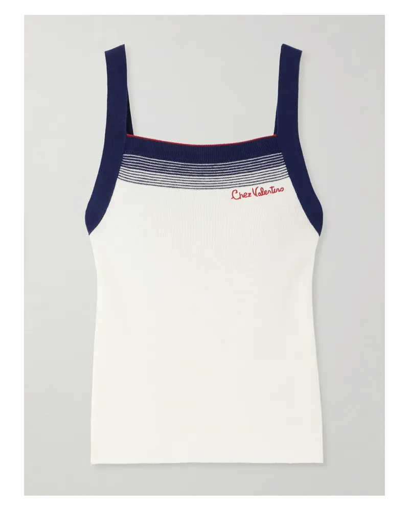 Valentino Garavani Tanktop Aus Wolle Mit Streifen Und Stickerei - Creme Creme