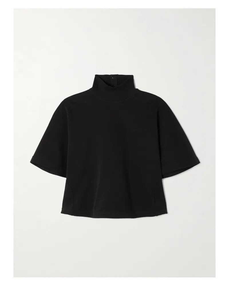 Alaïa Verkürztes T-shirt Aus Baumwoll-jersey Mit Stehkragen - Schwarz Schwarz