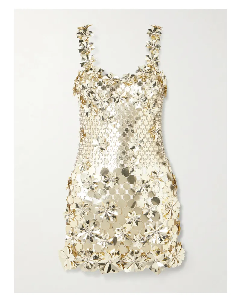 Paco Rabanne Embellished Chainmail Mini Dress - Gold Gold