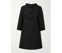 Embellished Wool And Silk-blend Crepe Mini Dress - Black