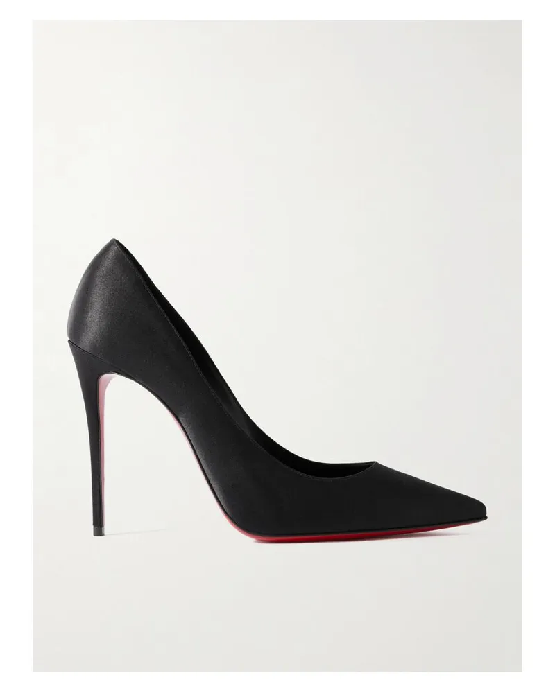 Christian Louboutin Classic Kate 100 Pumps Aus Glänzendem Crêpe - Schwarz Schwarz