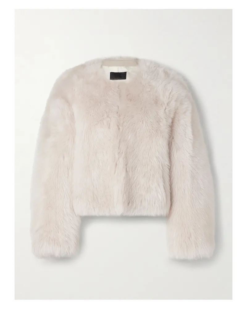 Nili Lotan Elan Cropped Shearling Jacket - Ivory Ivory