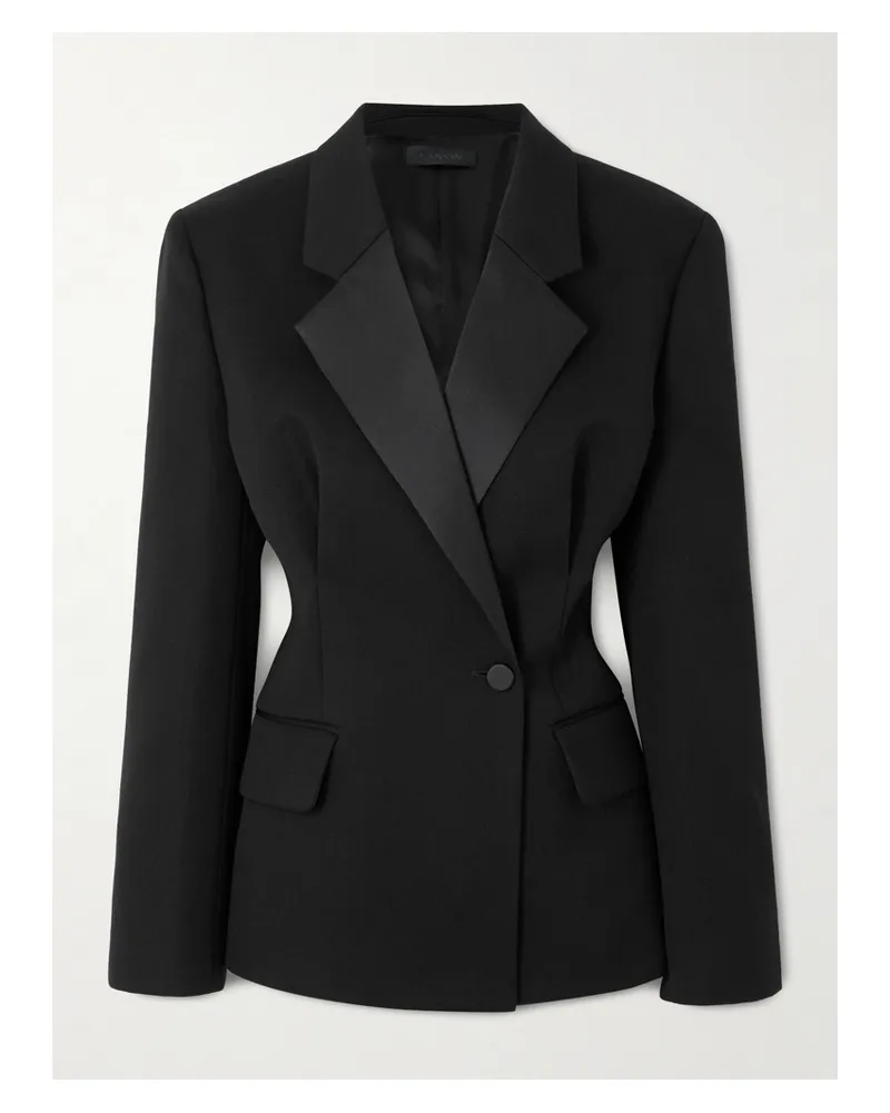 Lanvin Doppelreihiger Blazer Aus Wolle Mit Satinbesatz - Schwarz Schwarz