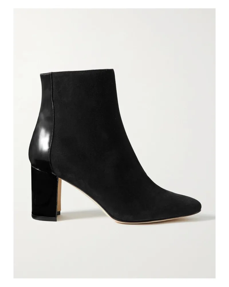 Manolo Blahnik Rosie 70 Ankle Boots Aus Lackleder Und Veloursleder - Schwarz Schwarz