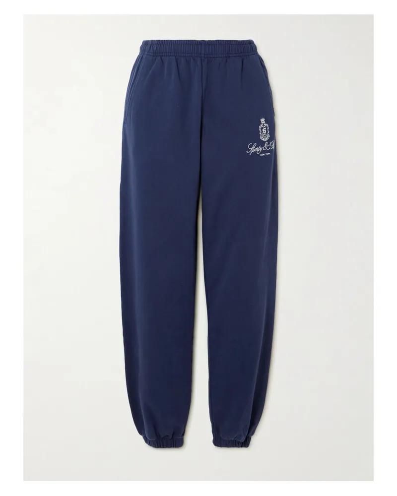 SPORTY & RICH Vendome Jogginghose Aus Baumwoll-jersey Mit Stickerei - Blau Blau