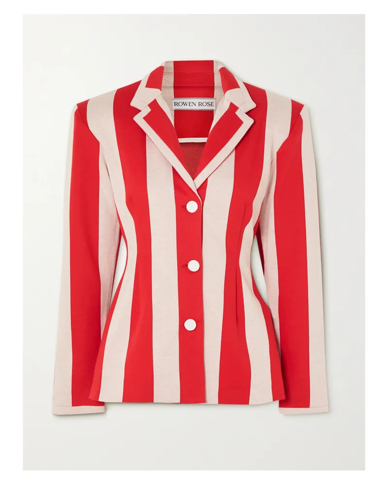 Rowen Rose Blazer Aus Einer Gestreiften Baumwollmischung - Rot Rot