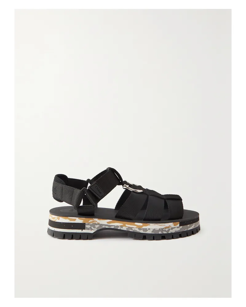 Chloé Net Sustain Nikie Sandalen Aus Webband Mit Plateau Und Verzierung - Schwarz Schwarz