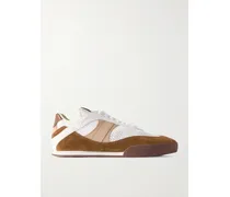 Kick Suede, Mesh And Leather Sneakers - Brown