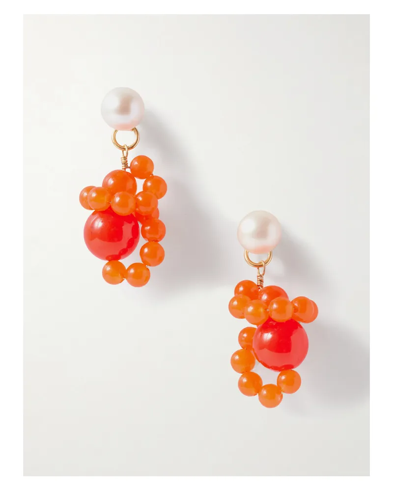 Completedworks Ohrstecker Aus Recyceltem Gold-vermeil Mit Perlen Und Zierperlen - Orange Orange